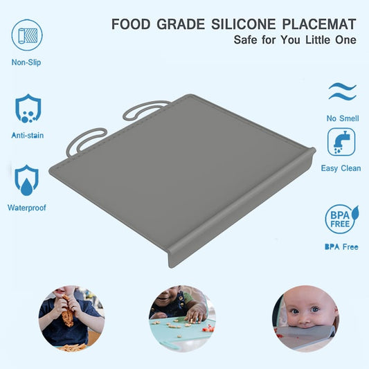 🍽️100% Silicone Placemat with Teething Edge Bumper/Spill Stopper