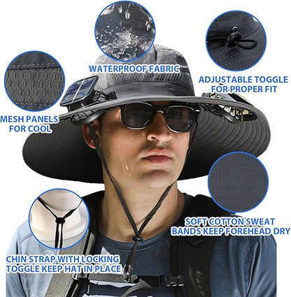 🔥2025 Father's Day Hot Sale Limited Time 49% OFF💥 Solar Fan Sun Protection Hat