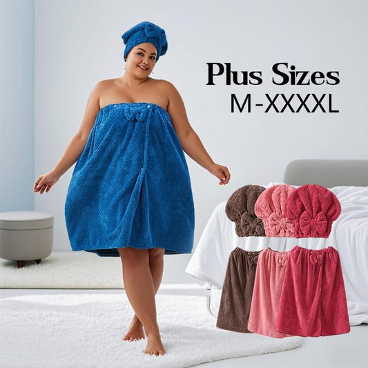 🔥2025 New Arrival-Plus Size Adjustable Oversized Wrap Bathrobe Set