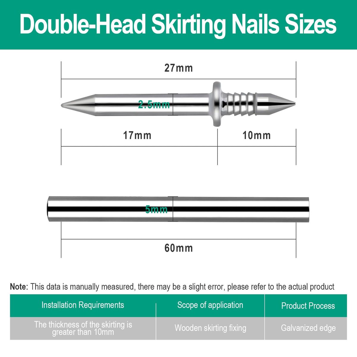 🔥Last Day Special 49%OFF-Double Head Skirting Thread Seamless Nail