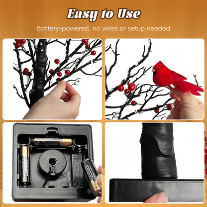 🔥Last Day 49% OFF-Vintage Glowing Birch Tree with Cardinals and Berries