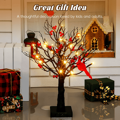 🔥Last Day 49% OFF-Vintage Glowing Birch Tree with Cardinals and Berries