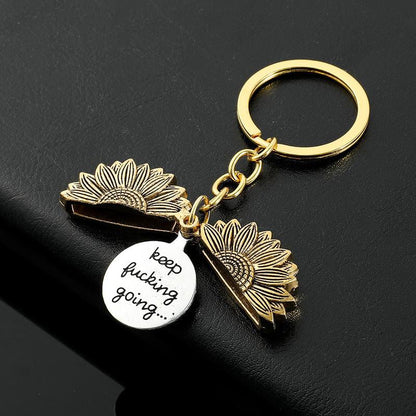 🔥 Limited Time 49% Off 🌻Sunflower Keychain Inspirational Gifts - Keep Fucking Going Keychain