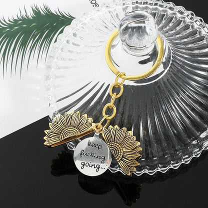 🔥 Limited Time 49% Off 🌻Sunflower Keychain Inspirational Gifts - Keep Fucking Going Keychain