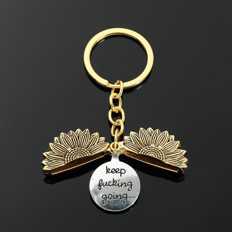🔥 Limited Time 49% Off 🌻Sunflower Keychain Inspirational Gifts - Keep Fucking Going Keychain