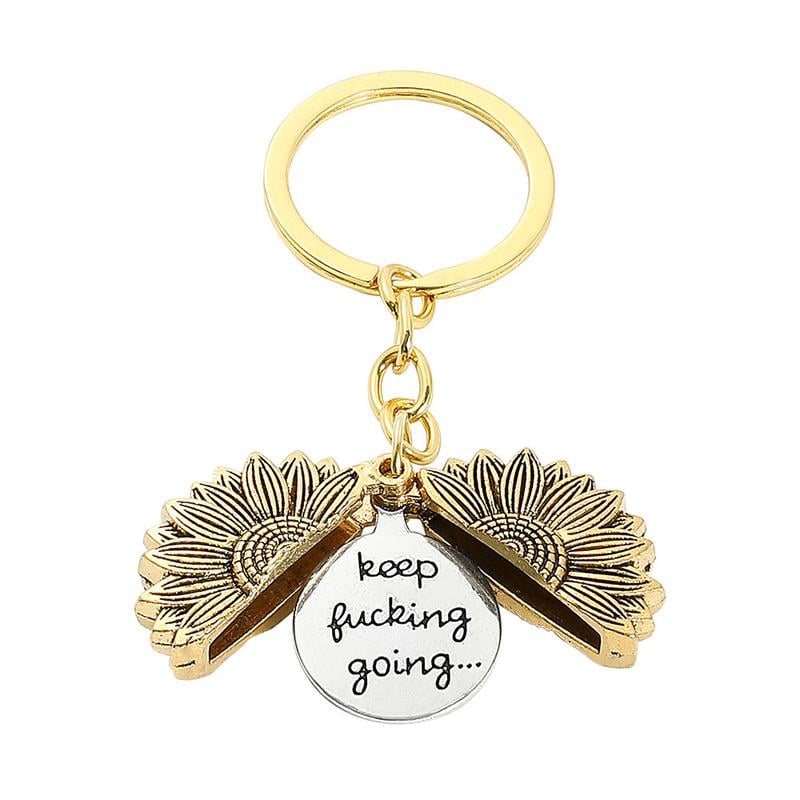 🔥 Limited Time 49% Off 🌻Sunflower Keychain Inspirational Gifts - Keep Fucking Going Keychain