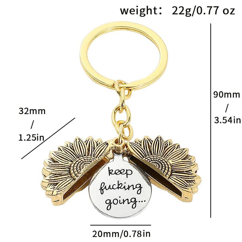 🔥 Limited Time 49% Off 🌻Sunflower Keychain Inspirational Gifts - Keep Fucking Going Keychain