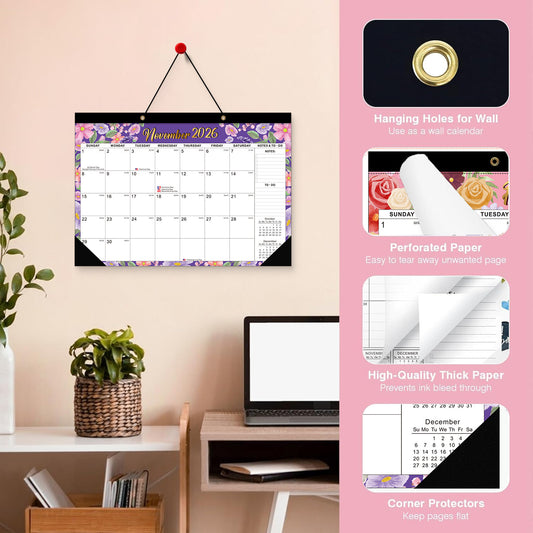18-month large-size desktop/wall calendar, detachable for use as a gift bag