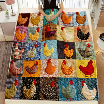 Vintage Rooster Plaid Print Blanket
