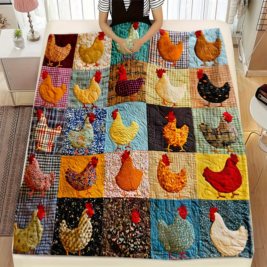 Vintage Rooster Plaid Print Blanket