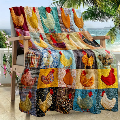 Vintage Rooster Plaid Print Blanket