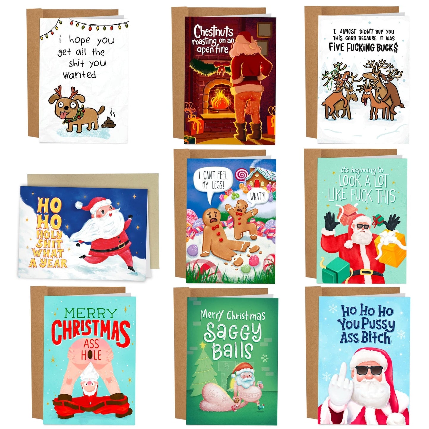 The Worst Christmas Cards Ever Set(Blank Inside)