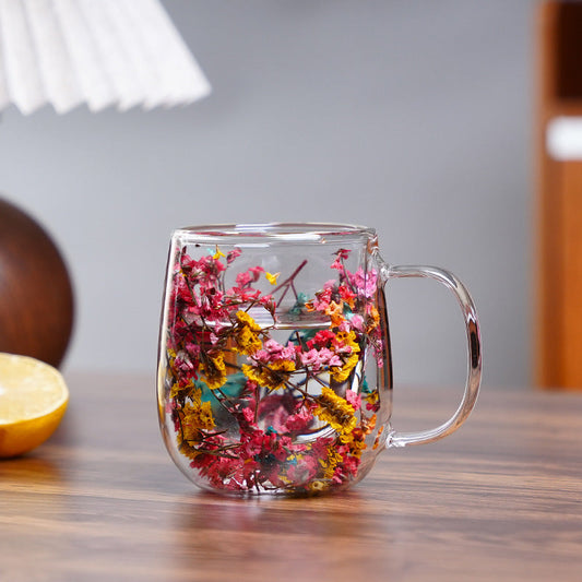🎅Early Christmas Special 49% OFF-🎄🌸Transparent Double Glass Flower Tea Cup
