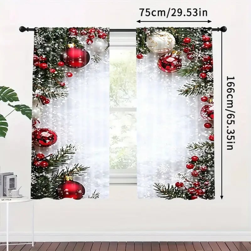 🔥Last Day 49%OFF-Christmas ball holiday printed curtains