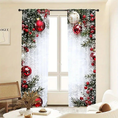🔥Last Day 49%OFF-Christmas ball holiday printed curtains