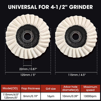 3-PCS Wool Felt Flap Polishing Discs
