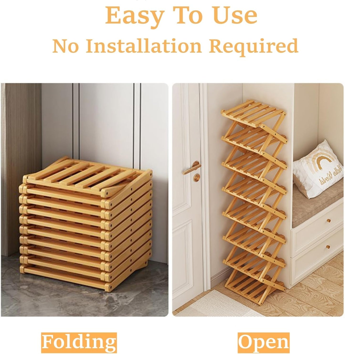 The 9-Tier No-Assembly Bamboo Rack !🌿👟