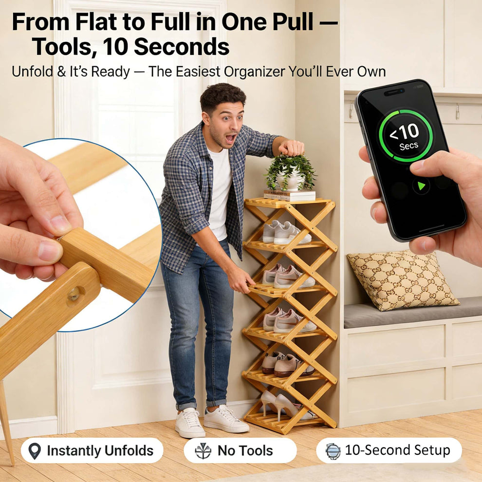 The 9-Tier No-Assembly Bamboo Rack !🌿👟 – Forestey