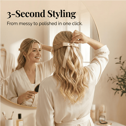 🎀 The "Instant Elegant": Magnetic Snap-On Bow Hair Clip