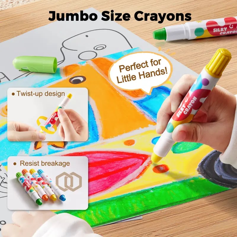 Jumbo Silky Crayons for Toddlers Easy Grip Crayons