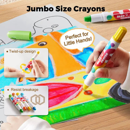 Jumbo Silky Crayons for Toddlers Easy Grip Crayons