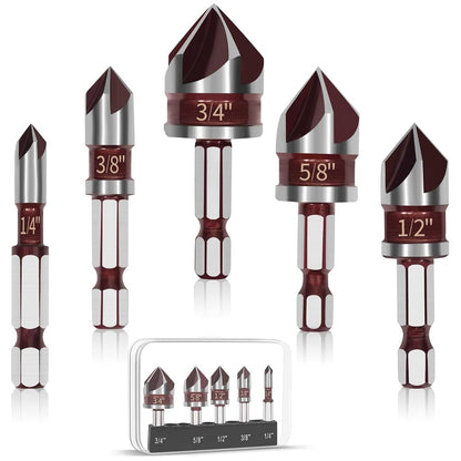 5-Piece HSS Countersink Drill Bit Set