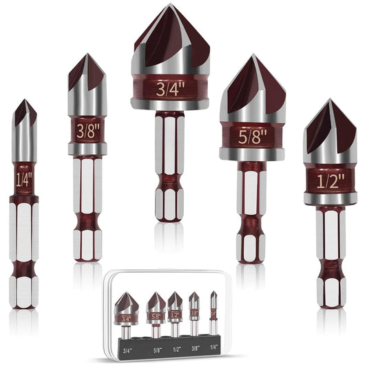 5-Piece HSS Countersink Drill Bit Set
