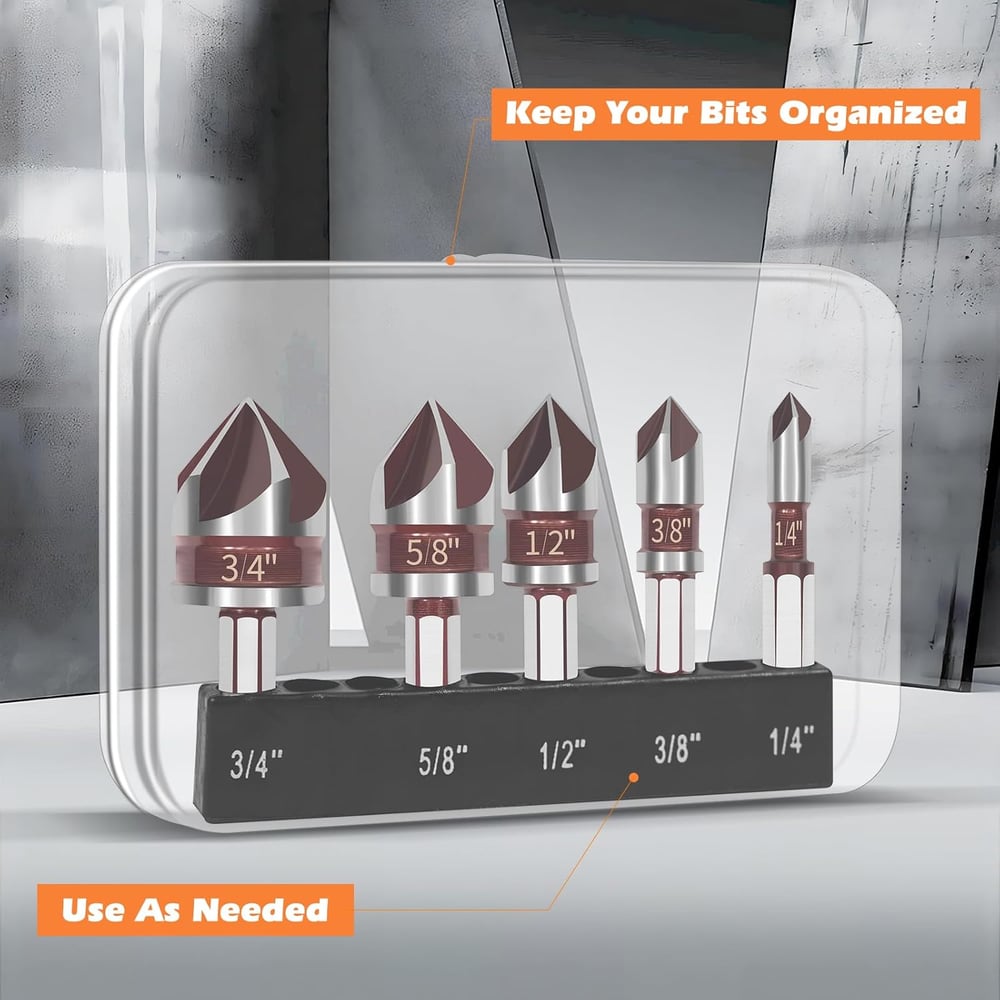 5-Piece HSS Countersink Drill Bit Set
