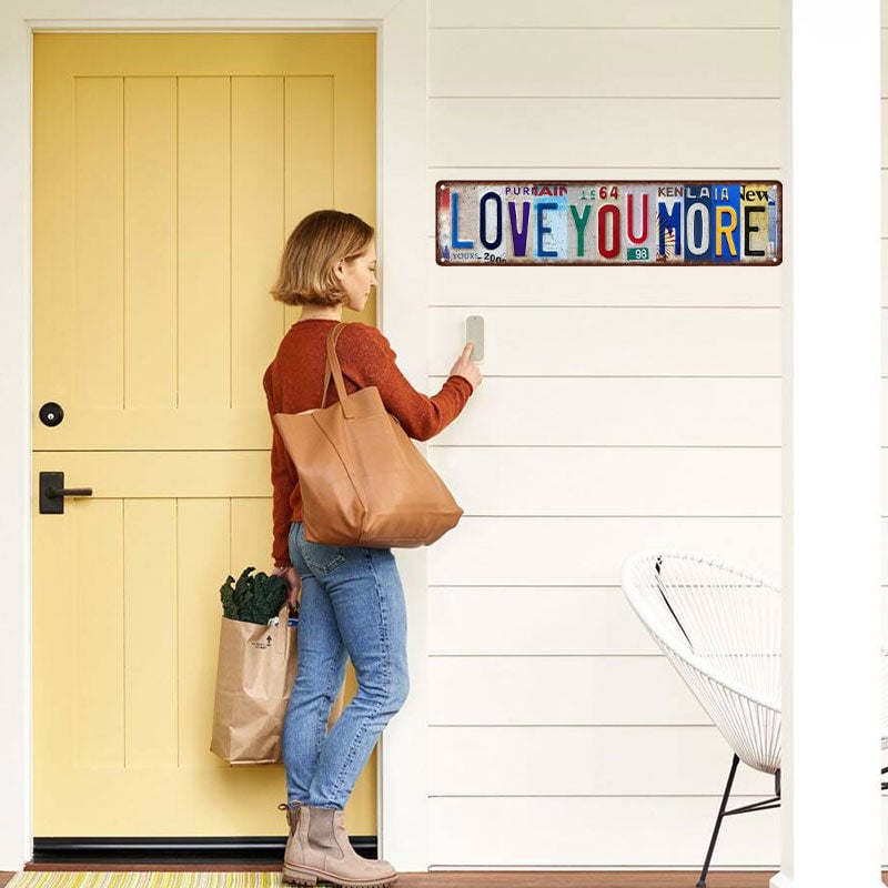 Vintage "Love You More" License Plate Sign