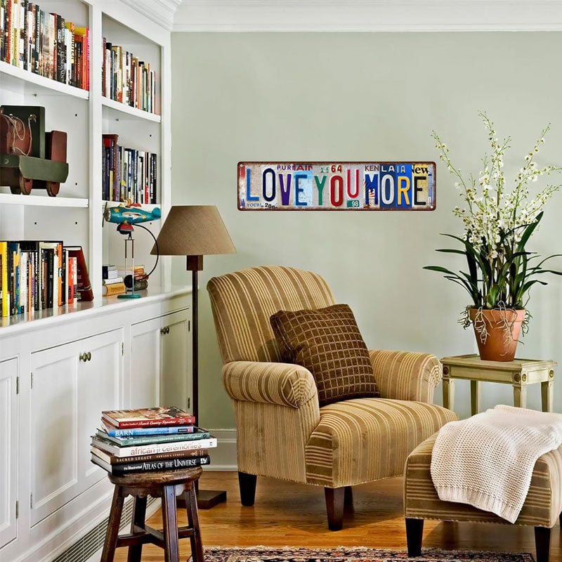 Vintage "Love You More" License Plate Sign