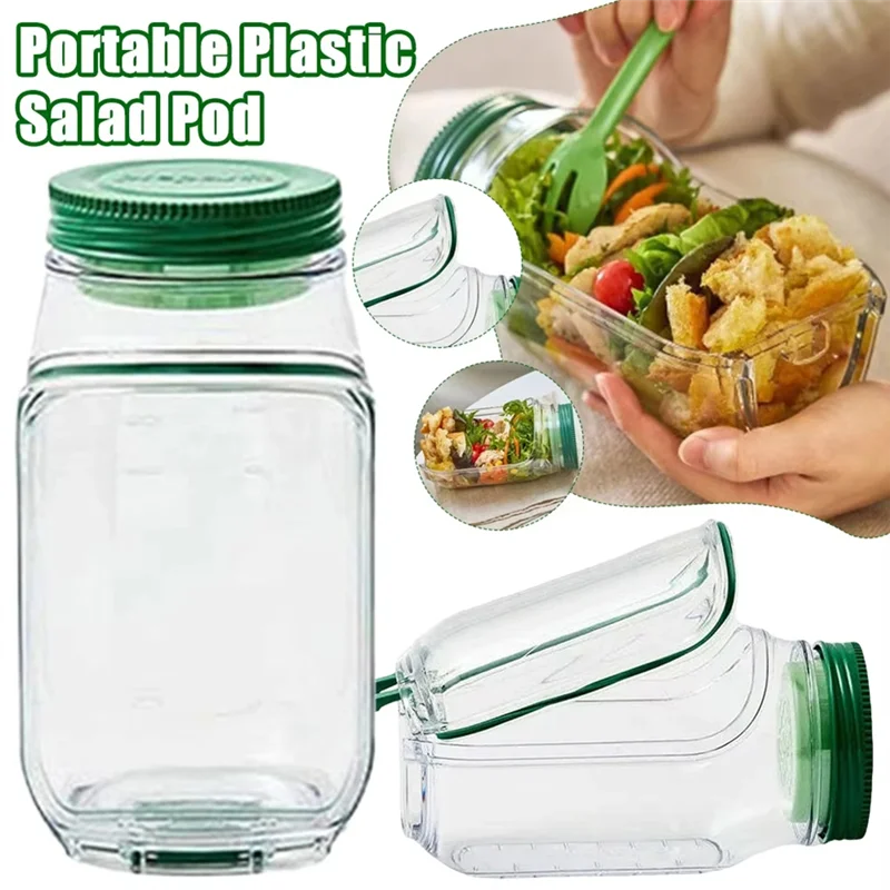 Leak-Proof Salad Jar with Built-In Dressing Bowl