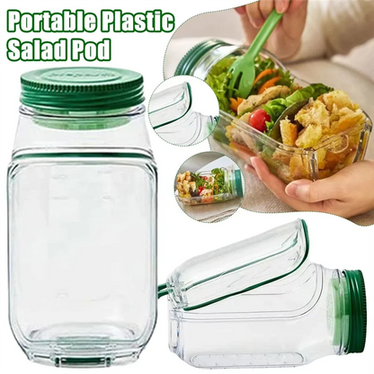 Leak-Proof Salad Jar with Built-In Dressing Bowl