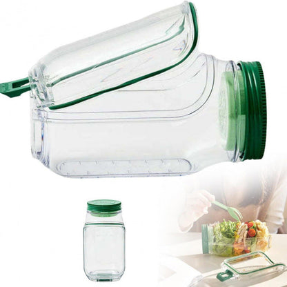 Leak-Proof Salad Jar with Built-In Dressing Bowl