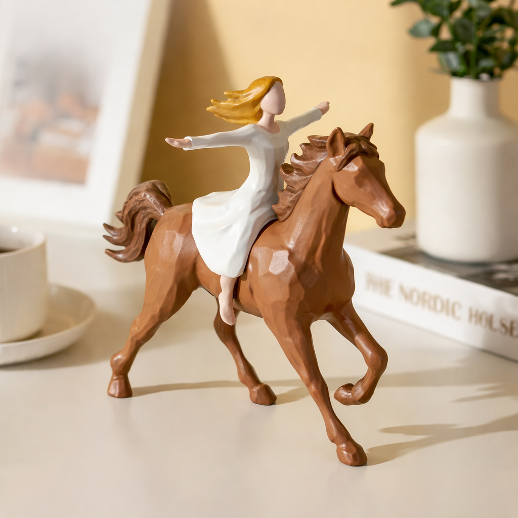 🔥Last Day 49% OFF-Handmade Resin Girl Riding Horse Figurine