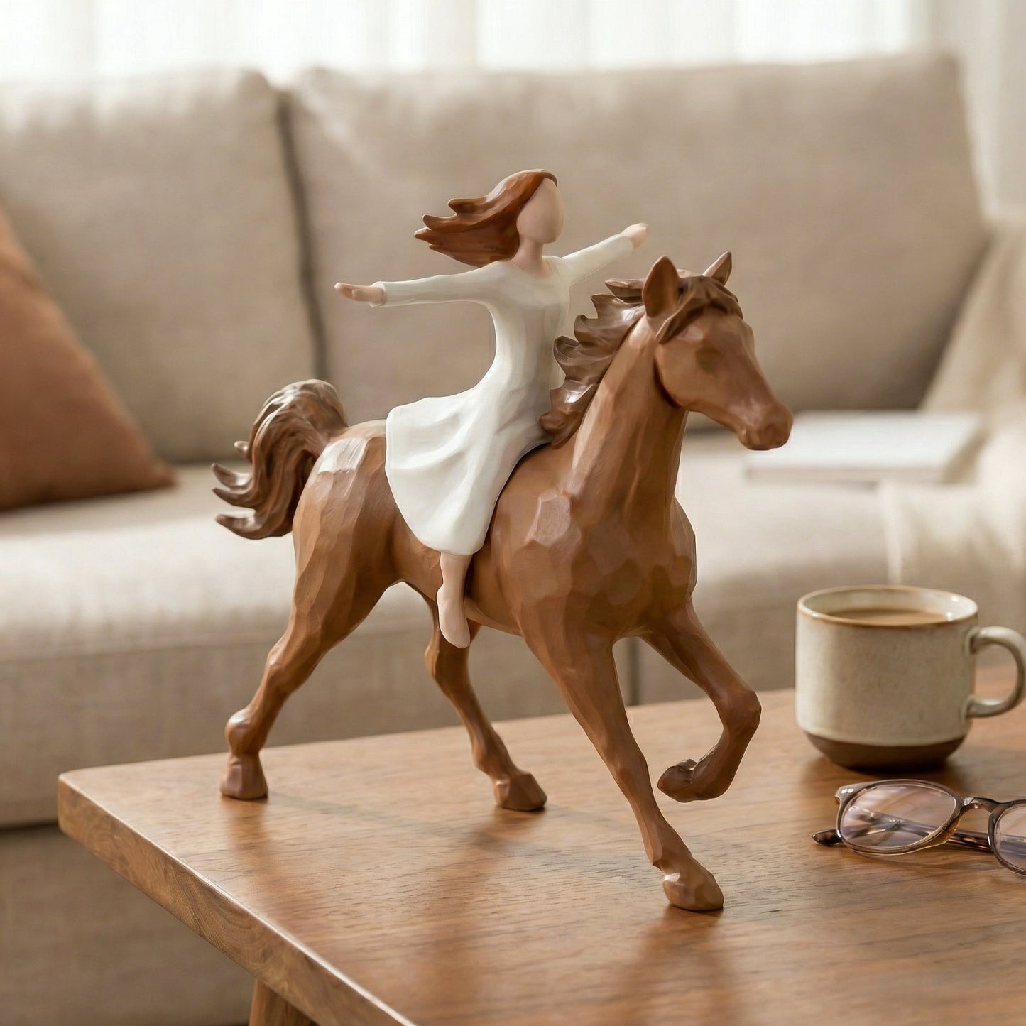 🔥Last Day 49% OFF-Handmade Resin Girl Riding Horse Figurine