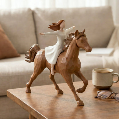 🔥Last Day 49% OFF-Handmade Resin Girl Riding Horse Figurine