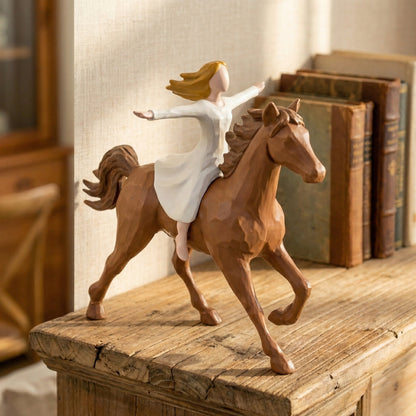 🔥Last Day 49% OFF-Handmade Resin Girl Riding Horse Figurine