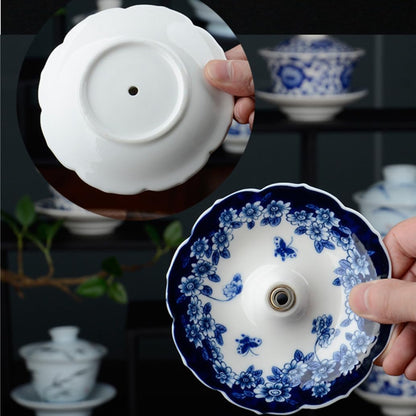 5,000 Years of Handcrafted Pottery—Blue&White Porcelain Umbrella-Shaped Tea Strainer Set