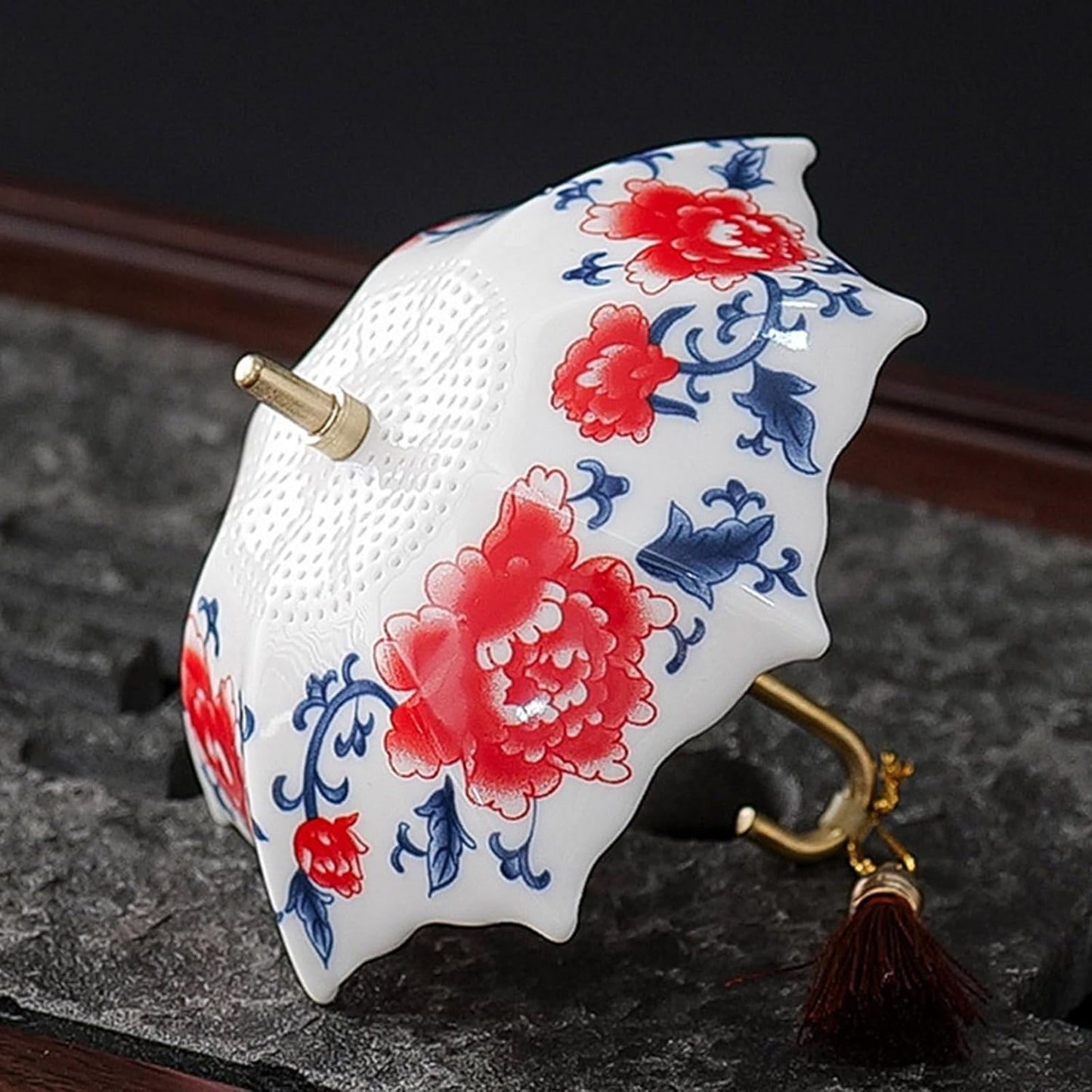 5,000 Years of Handcrafted Pottery—Blue&White Porcelain Umbrella-Shaped Tea Strainer Set