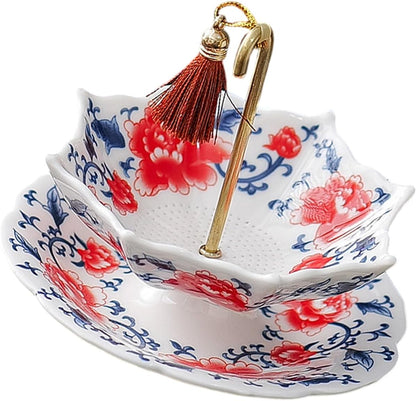 5,000 Years of Handcrafted Pottery—Blue&White Porcelain Umbrella-Shaped Tea Strainer Set