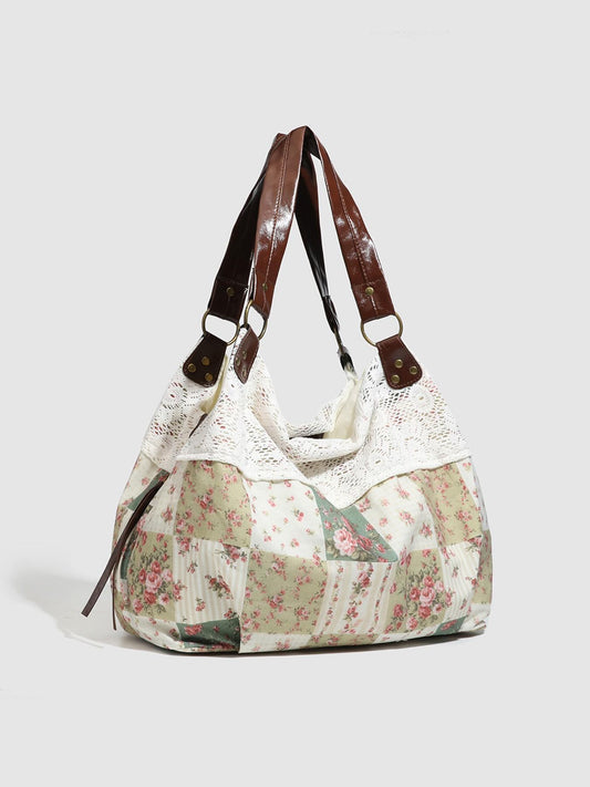 Retro Floral Patchwork Crossbody Bag