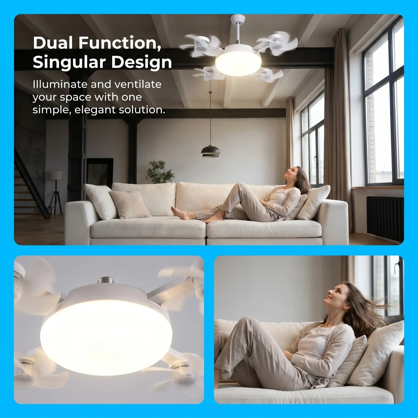 LAST DAY 49%OFF🔥E27 Ceiling Fan Light with Remote – Silent LED 2-in-1 Fan Light