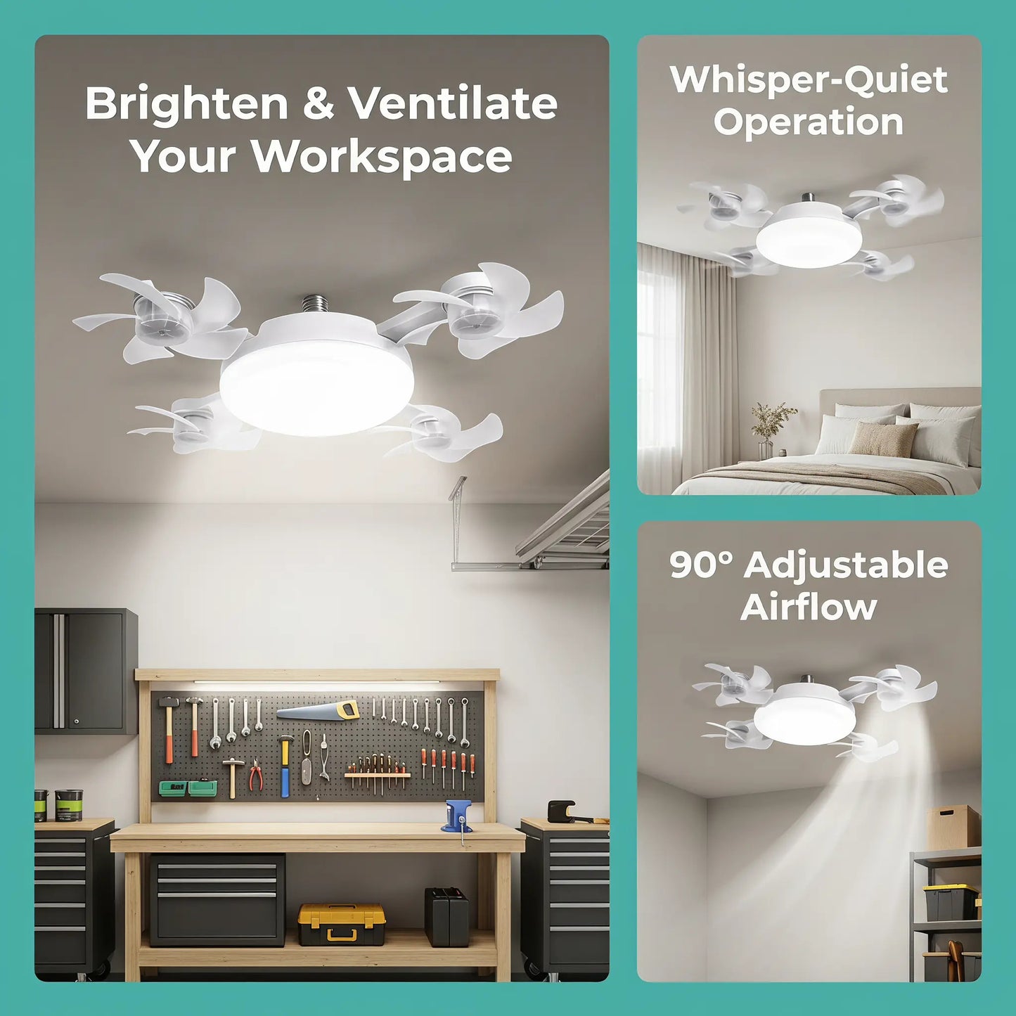 LAST DAY 49%OFF🔥E27 Ceiling Fan Light with Remote – Silent LED 2-in-1 Fan Light