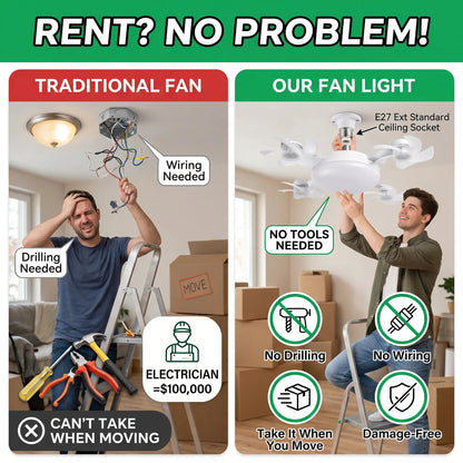 LAST DAY 49%OFF🔥E27 Ceiling Fan Light with Remote – Silent LED 2-in-1 Fan Light