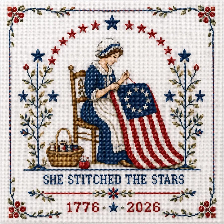 🔥🇺🇸250th Anniversary 50% OFF - 🪡 She Stitched The Stars Commemorative Cross Stitch Kit