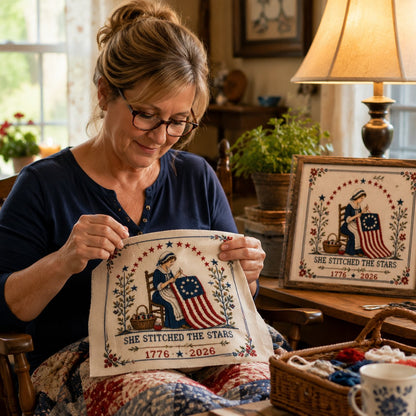 🔥🇺🇸250th Anniversary 50% OFF - 🪡 She Stitched The Stars Commemorative Cross Stitch Kit