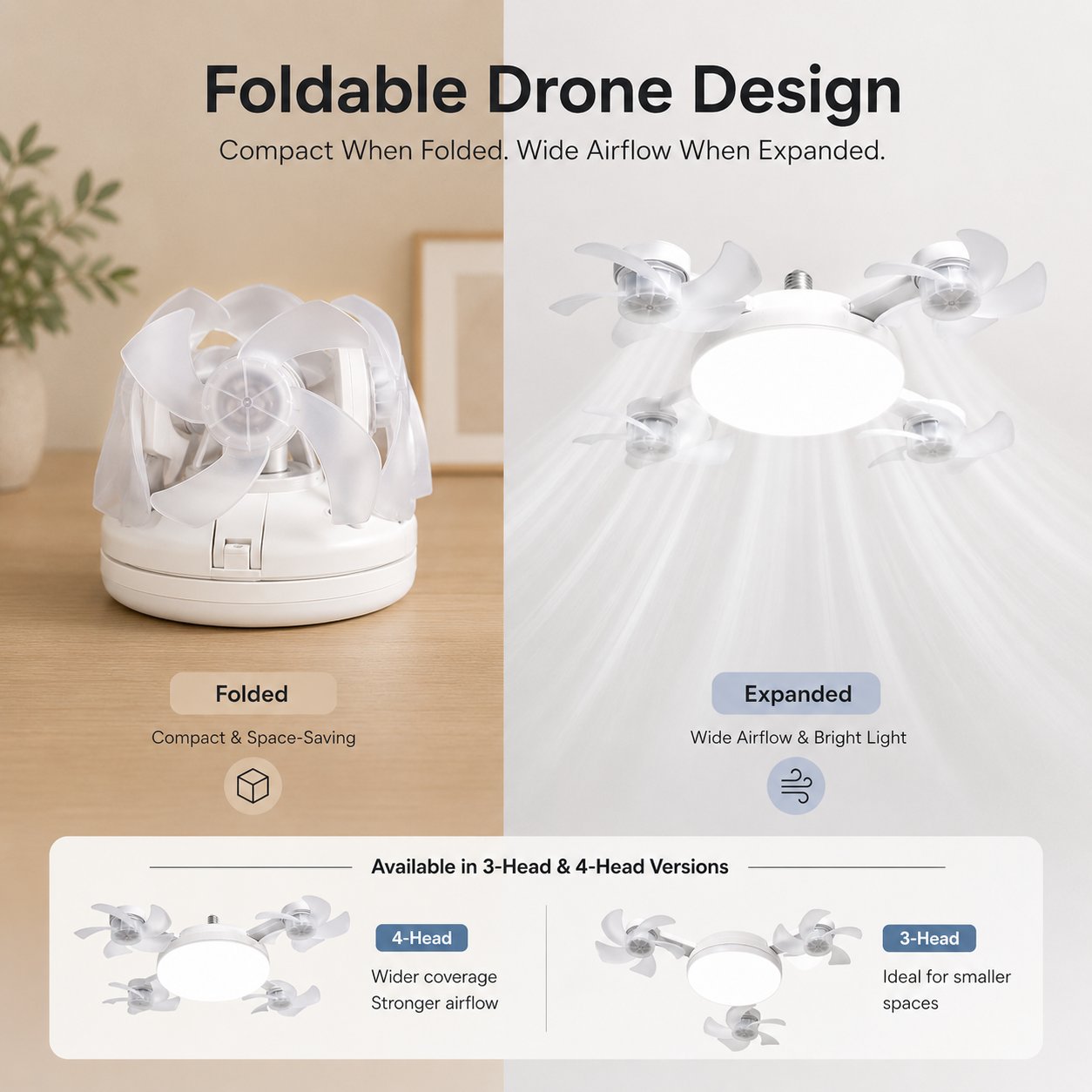 LAST DAY 49%OFF🔥E27 Ceiling Fan Light with Remote – Silent LED 2-in-1 Fan Light