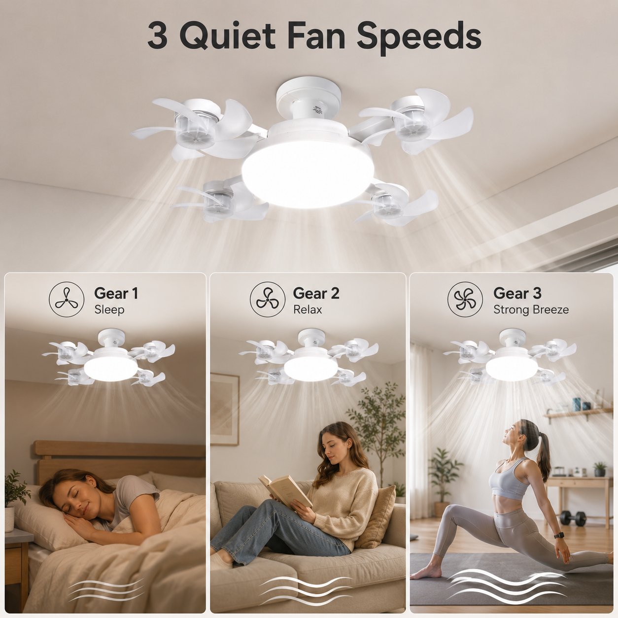 LAST DAY 49%OFF🔥E27 Ceiling Fan Light with Remote – Silent LED 2-in-1 Fan Light