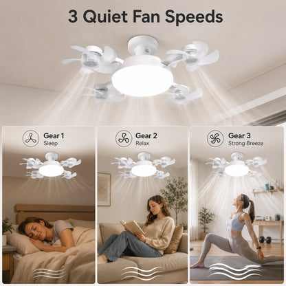 LAST DAY 49%OFF🔥E27 Ceiling Fan Light with Remote – Silent LED 2-in-1 Fan Light