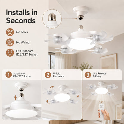 LAST DAY 49%OFF🔥E27 Ceiling Fan Light with Remote – Silent LED 2-in-1 Fan Light